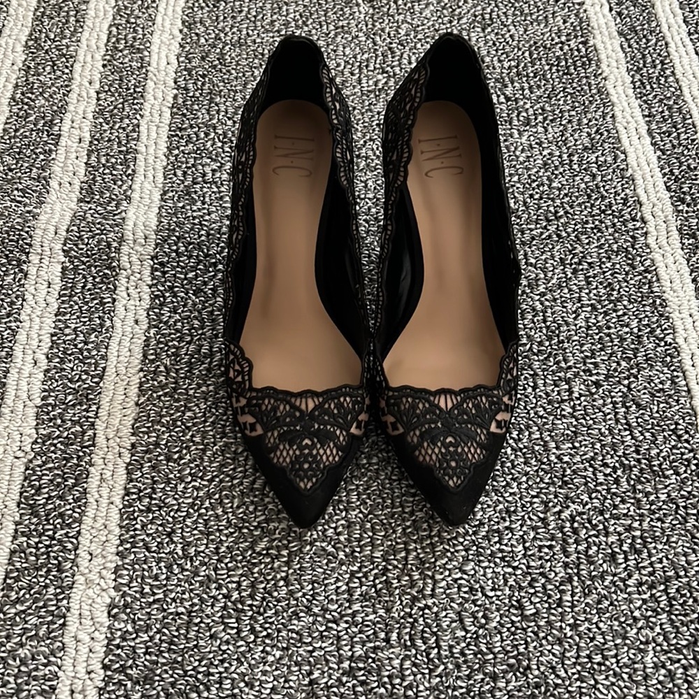 Black lace heels